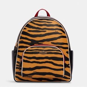 COACH Court Backpack with Tiger Print